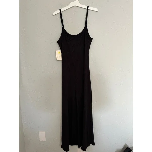 A New Day Ribbed Knit Maxi Slip Dress Black Size S Spaghetti Strap‎ - Picture 3 of 3